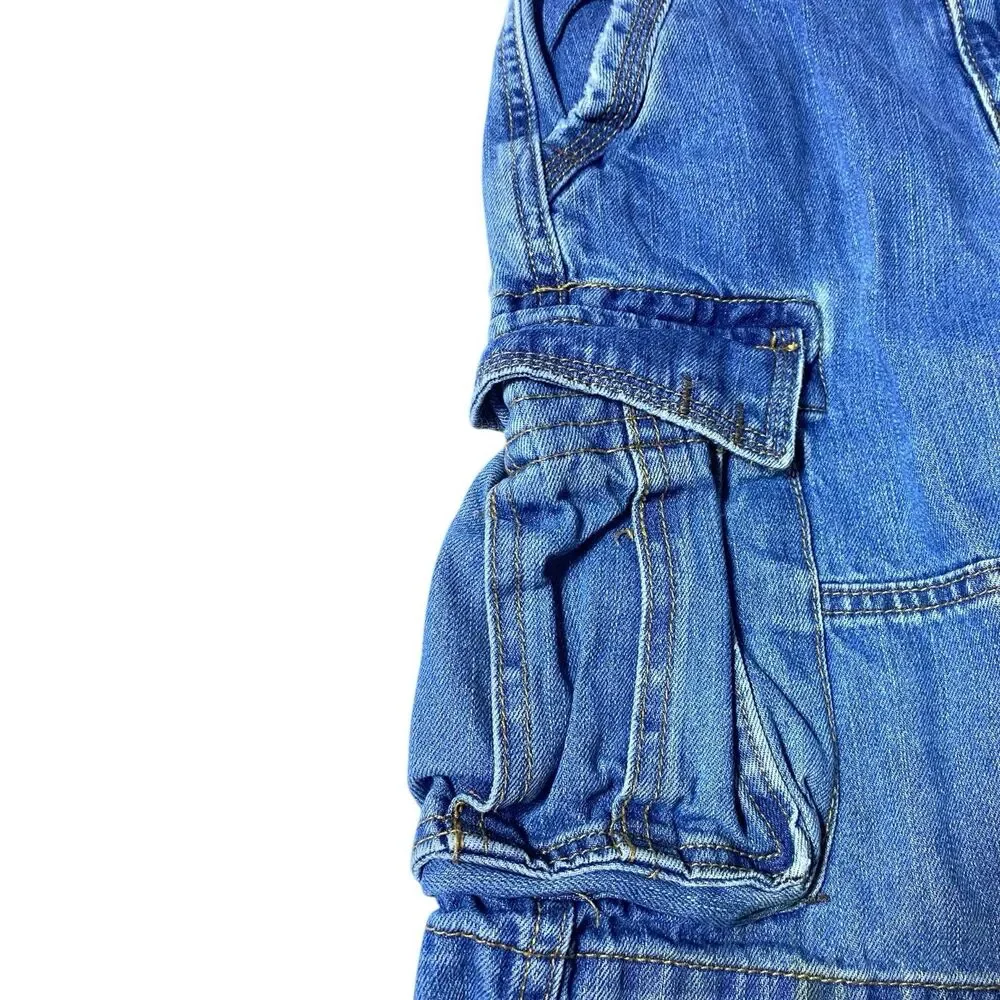 Vintage 90s Jean Cargo Shorts Boys Size 7/ 22'' Waist Blue Baggy Skater Hip Hop
